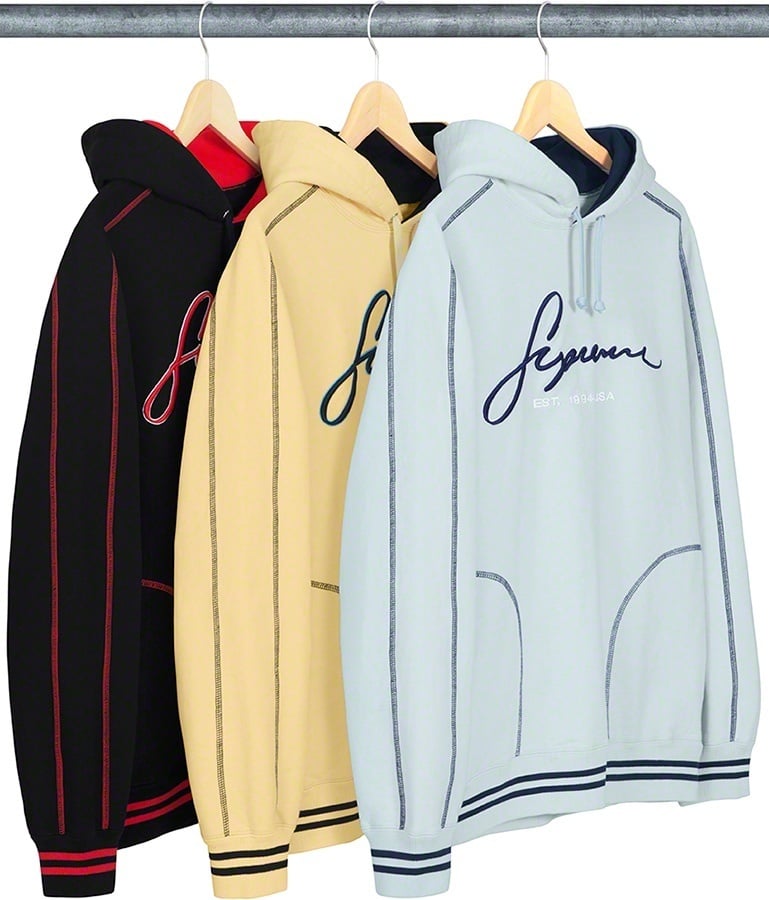 Contrast Embroidered Hooded Sweatshirt